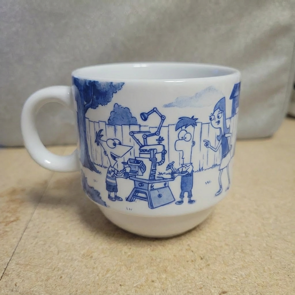 Phineas and Ferb Inspired Porcelain Coffee Cups Set of 4, Cute Cartoon –  Castelida