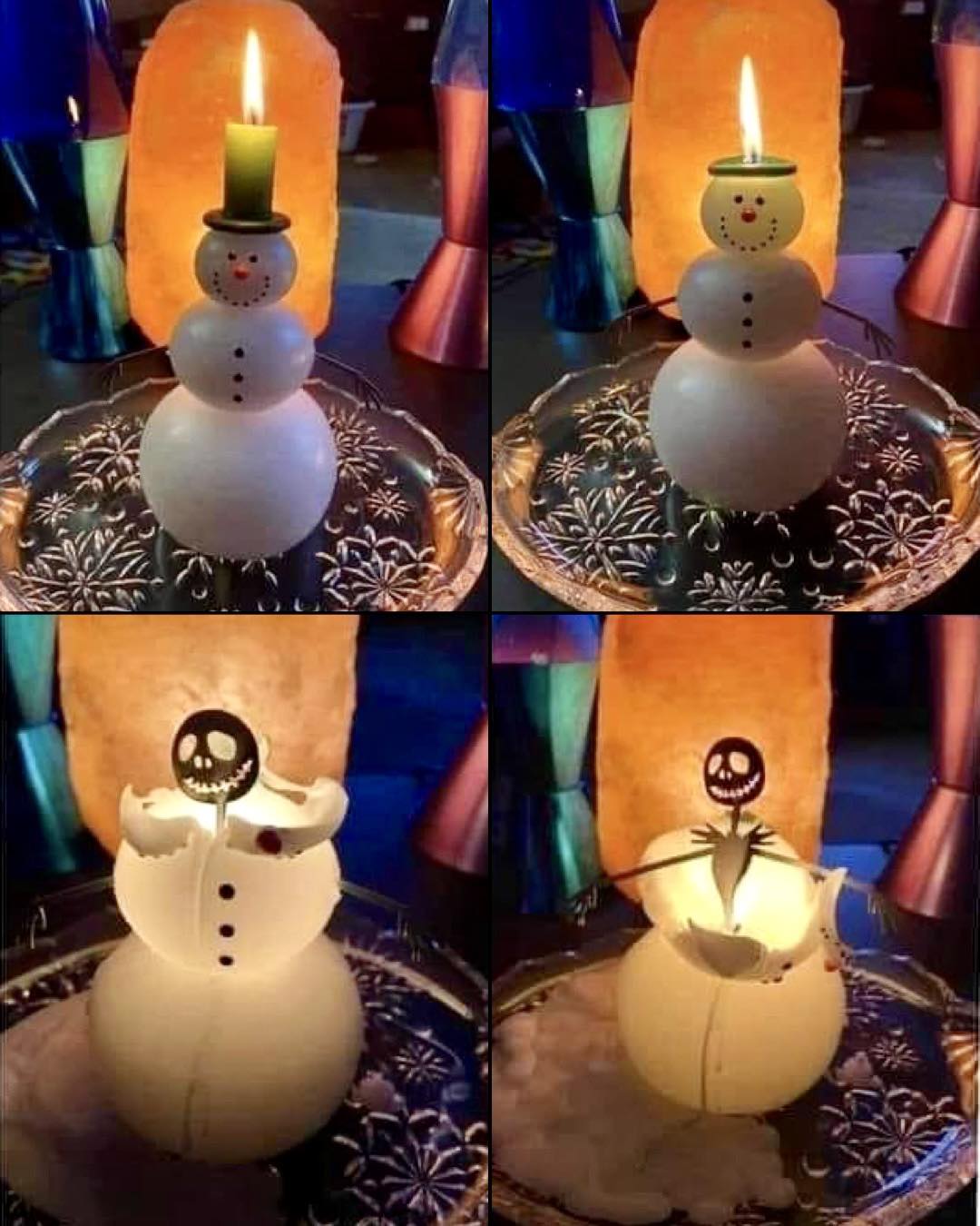 Handmade The Nightmare Before Christmas Jack Skellington In A Snowman Candle