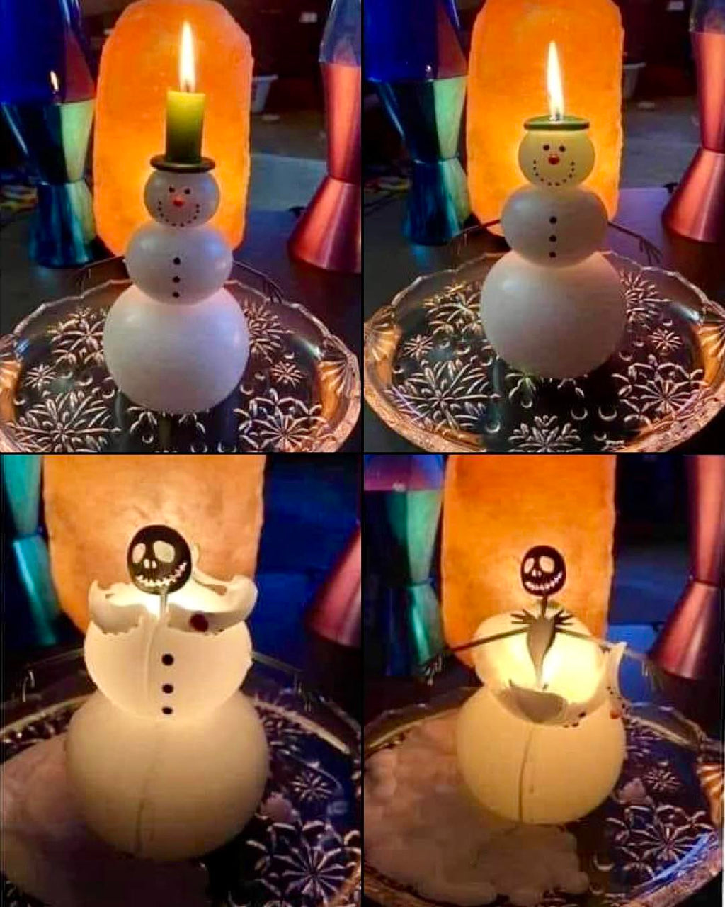 Handmade The Nightmare Before Christmas Jack Skellington In A Snowman Candle